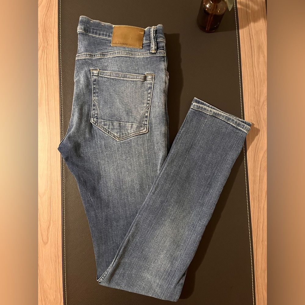 AllSaints Women's High Rise Medium Blue Jeans